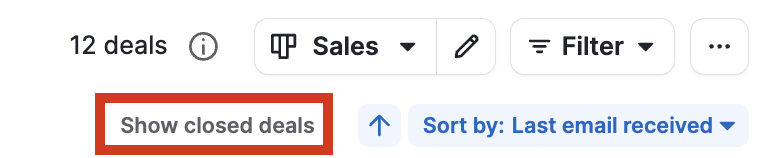 Another long requested feature: show closed deals toggle in pipeline view