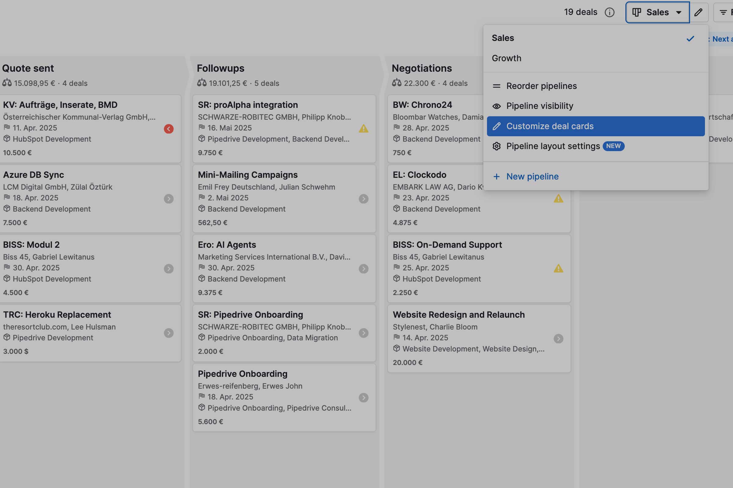 Card Customization: Show what matters in pipeline view