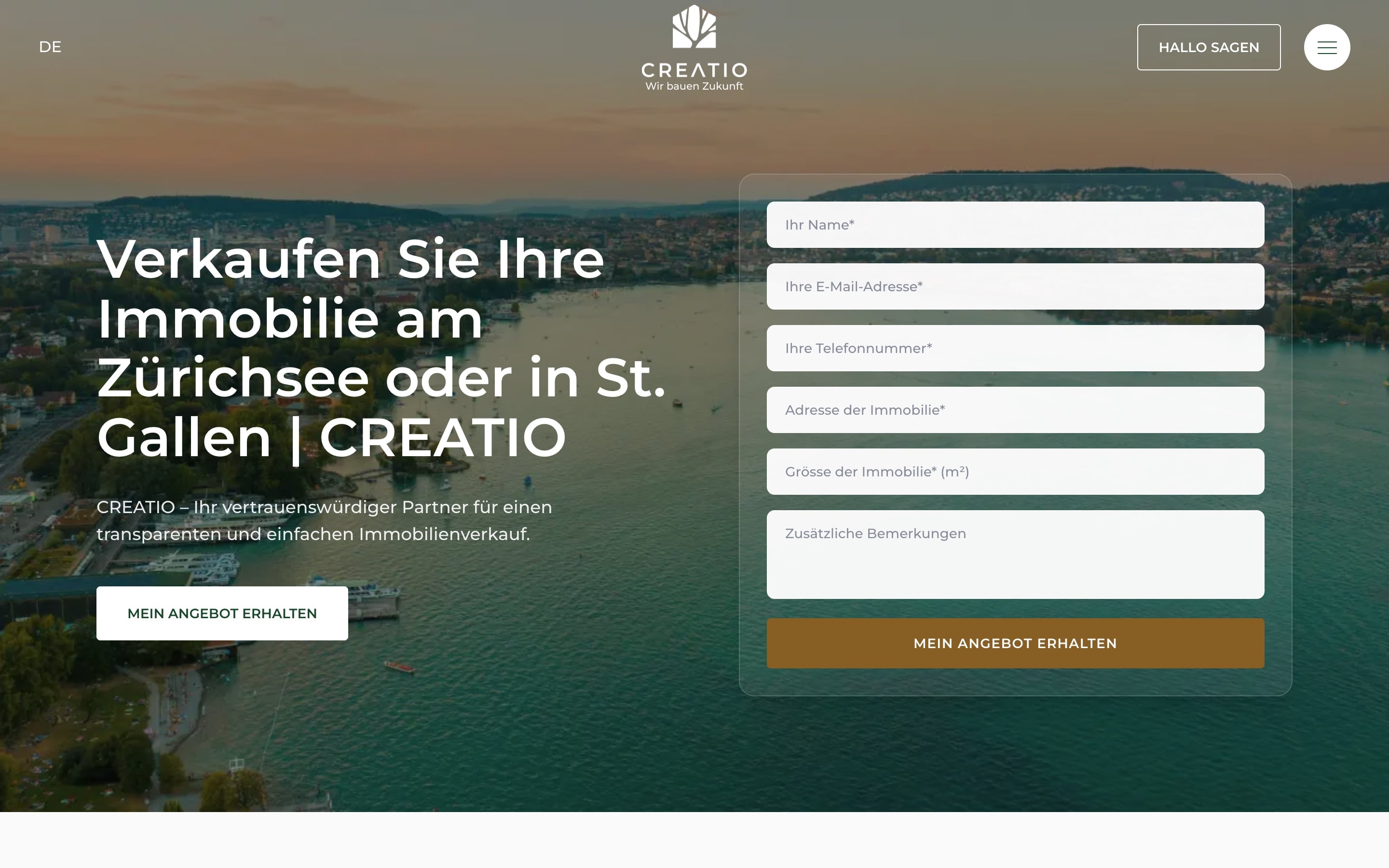 Property valuation landing page with the HubSpot lead capture form