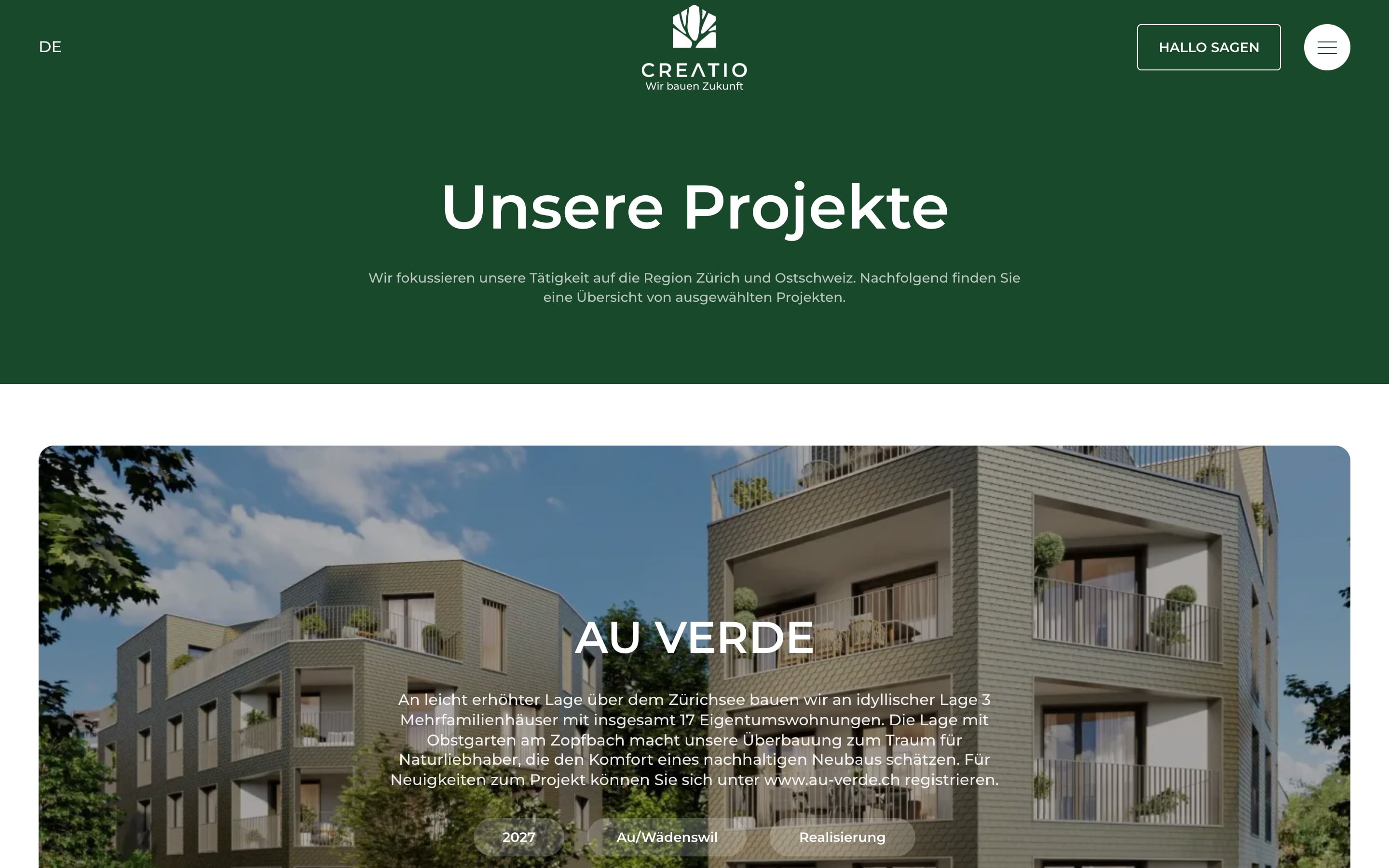 Real estate development portfolio page managed in the Keystatic CMS