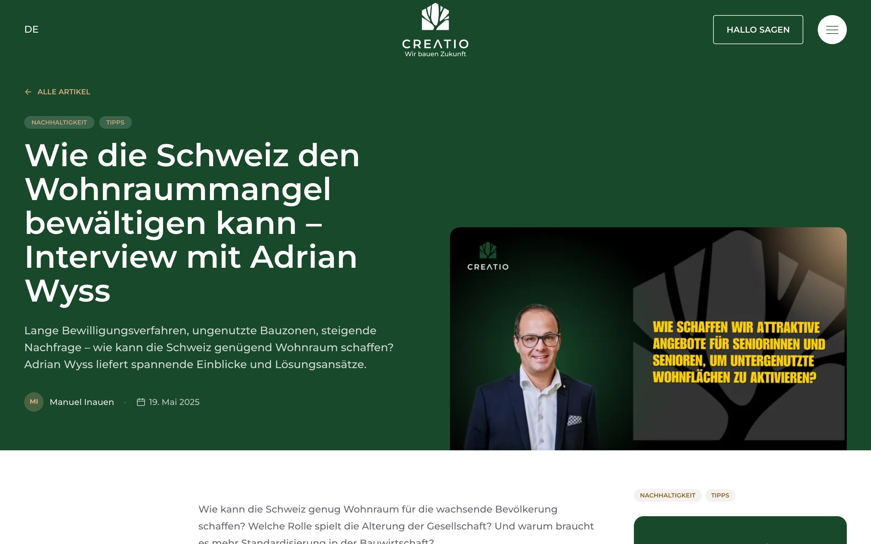 Bilingual long-form article on the Swiss housing shortage