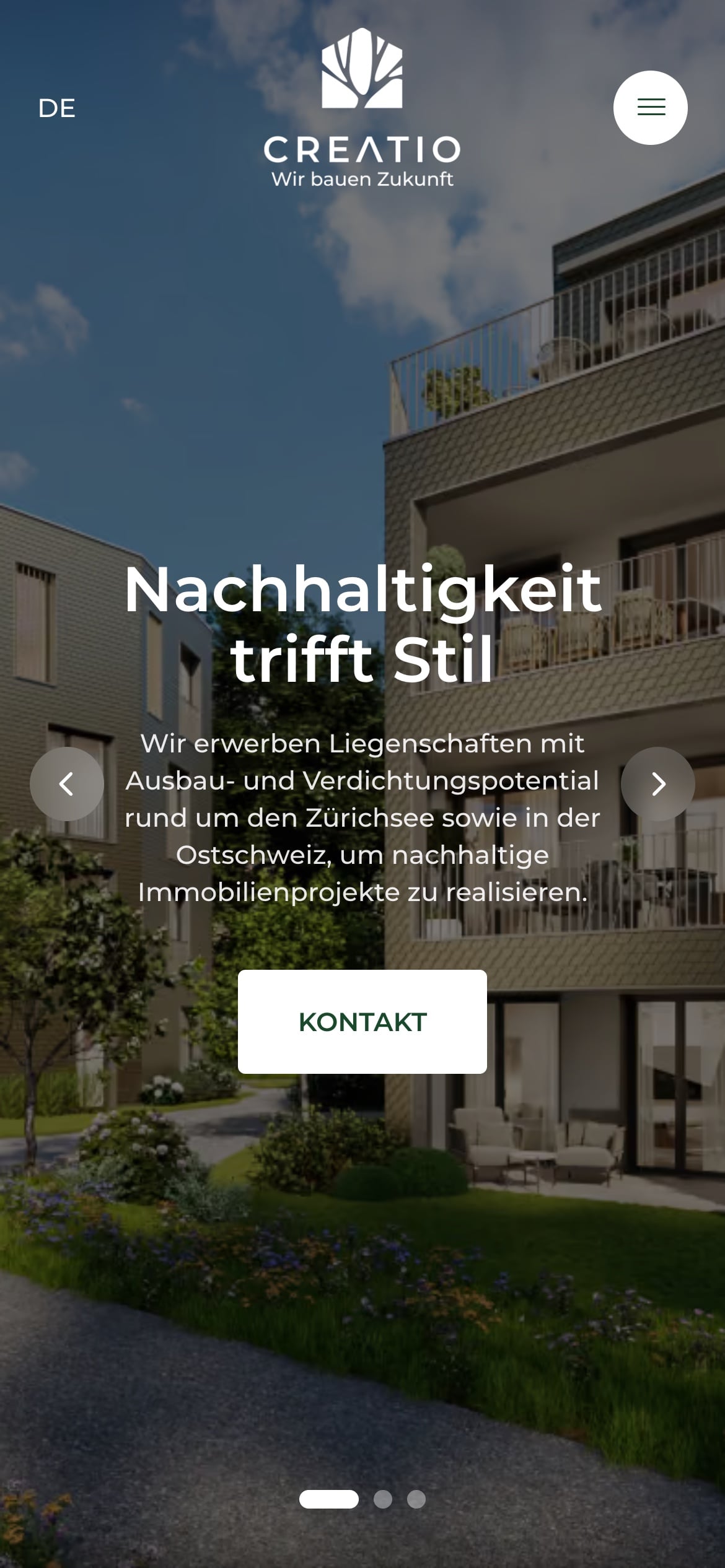 CREATIO AG homepage on mobile