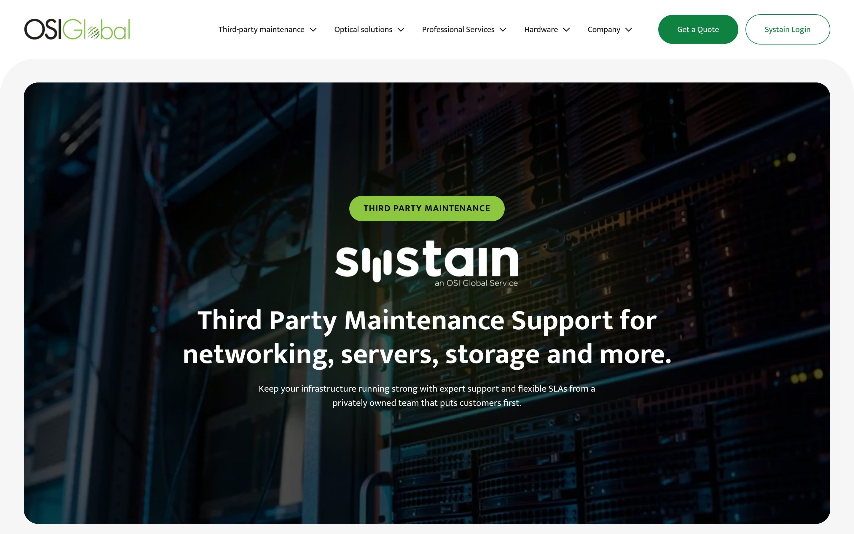 OSI Global third-party maintenance service page